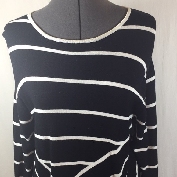 Blast 3/4 Sleeve Black & White Stripe Top Size L - Picture 2 of 8